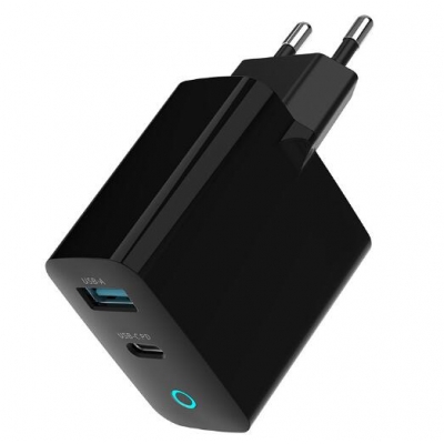 GaN 30W 2 ports USB-C + USB-A Travel charger 