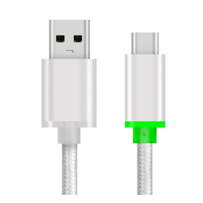 USB-A to USB-C fabric charging & data Cable with LED 