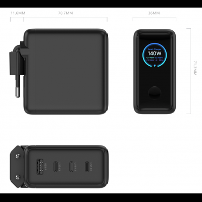 140W 3C1A TFT  display smart charger 